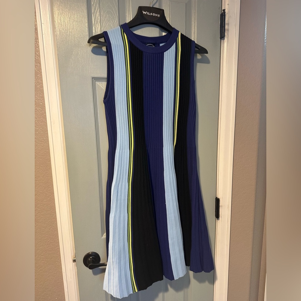 Striped Sleeveless Dress in Blue and Black